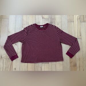Burgundy Striped Long Sleeve Top
